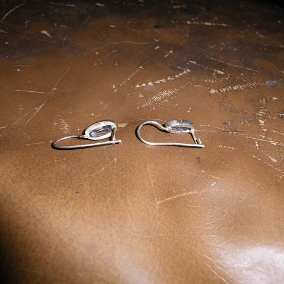 Vintage Sterling Silver Earrings w/ Aquamarine Gemstones - Picture 2 of 2